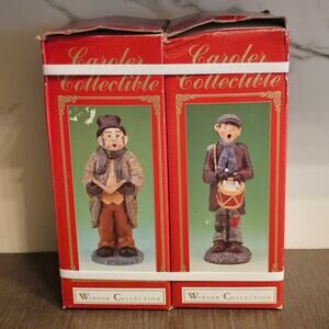 Vintage Winsor Collection 10" Christmas Man/Drummer Carolers Collection Set of 2